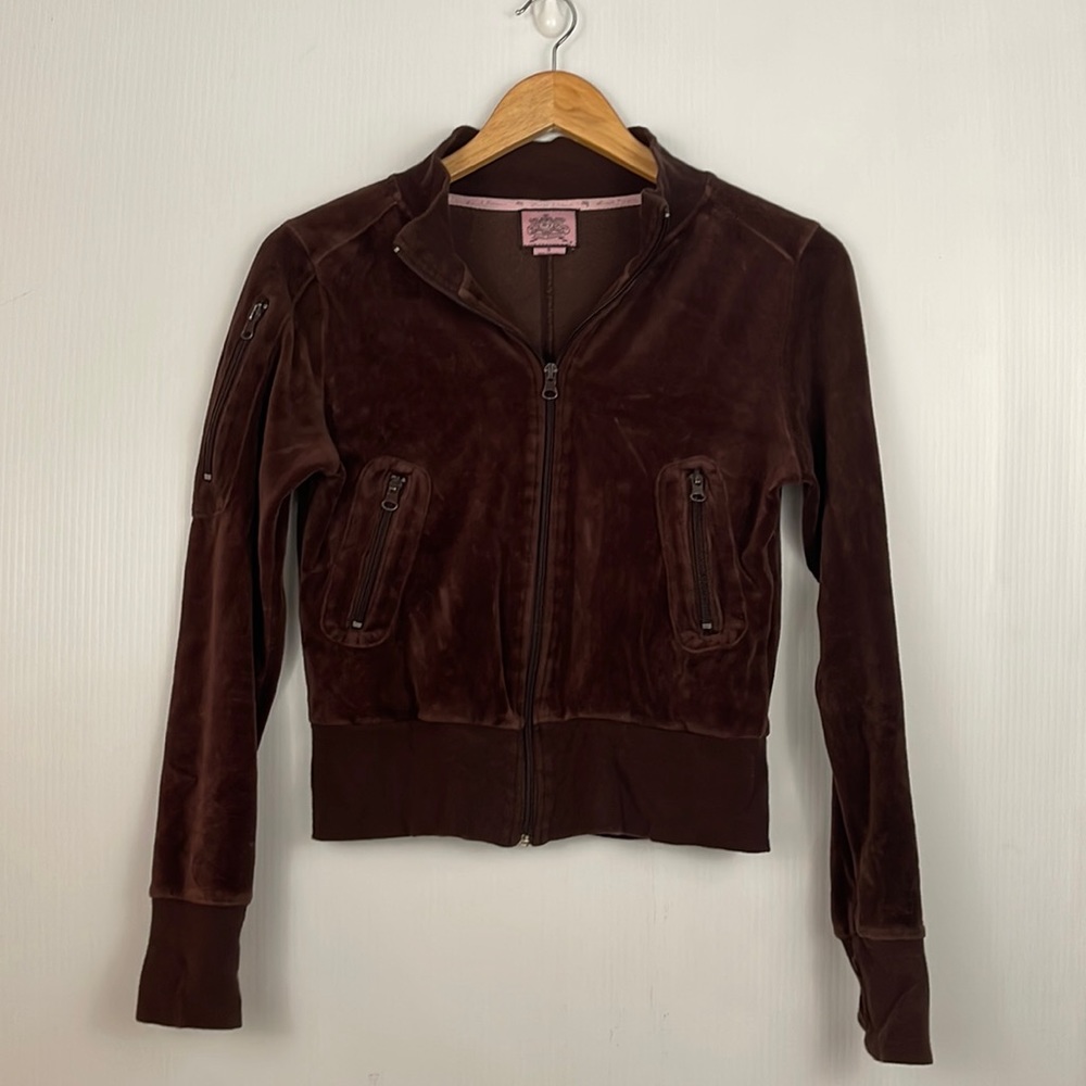 Juicy Couture Brown Velour Zip Up